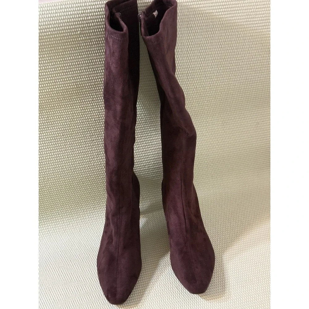 Chocolate Brown Impo Stretch Memory Foam Knee High Tall Boots Size Women 8M Zip